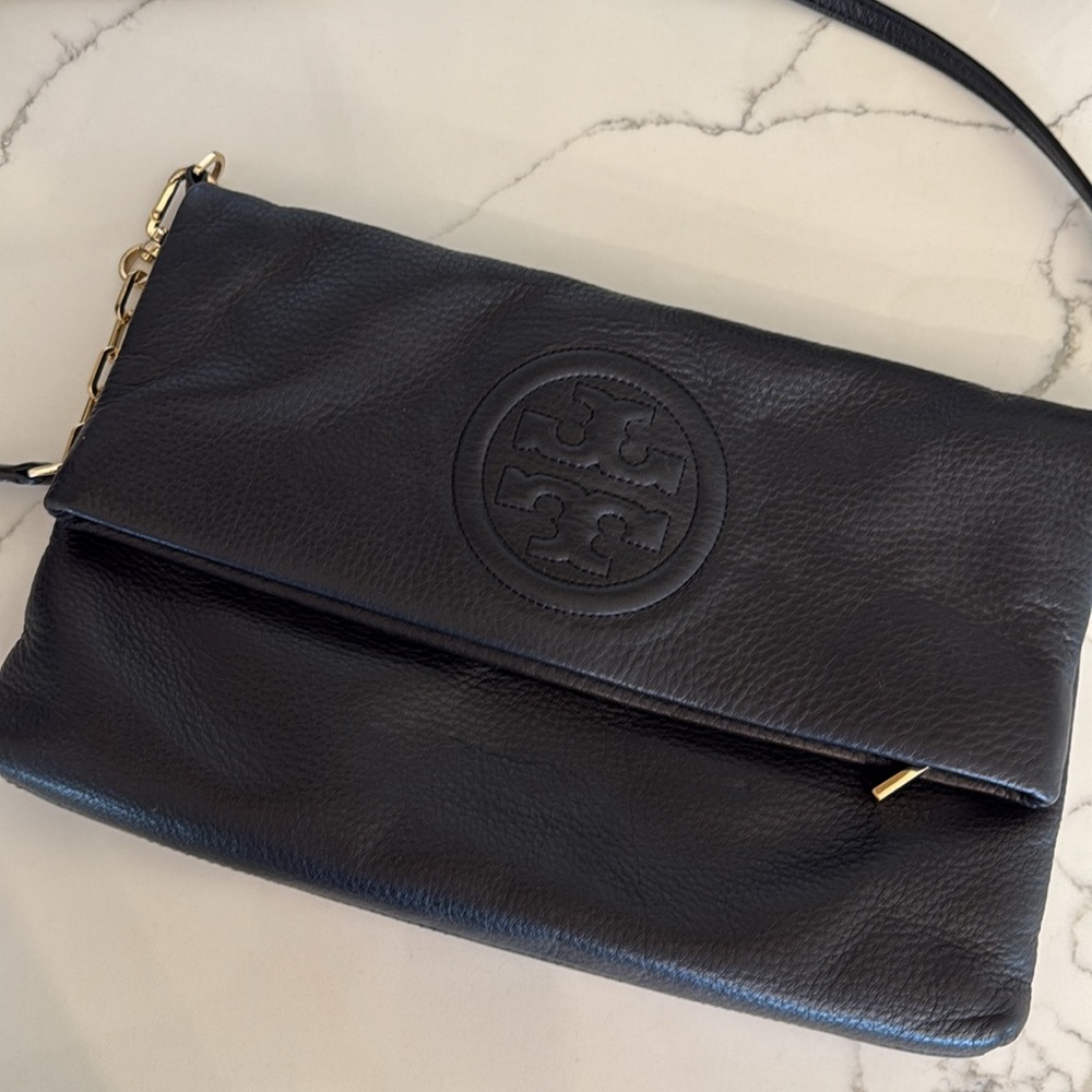 Tory Burch Black Crossbody Bag with Embossed Logo